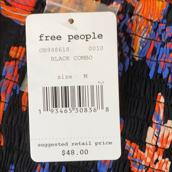 Free People Black Floral Tropicali Tube Top NWT - Picture 5 of 6